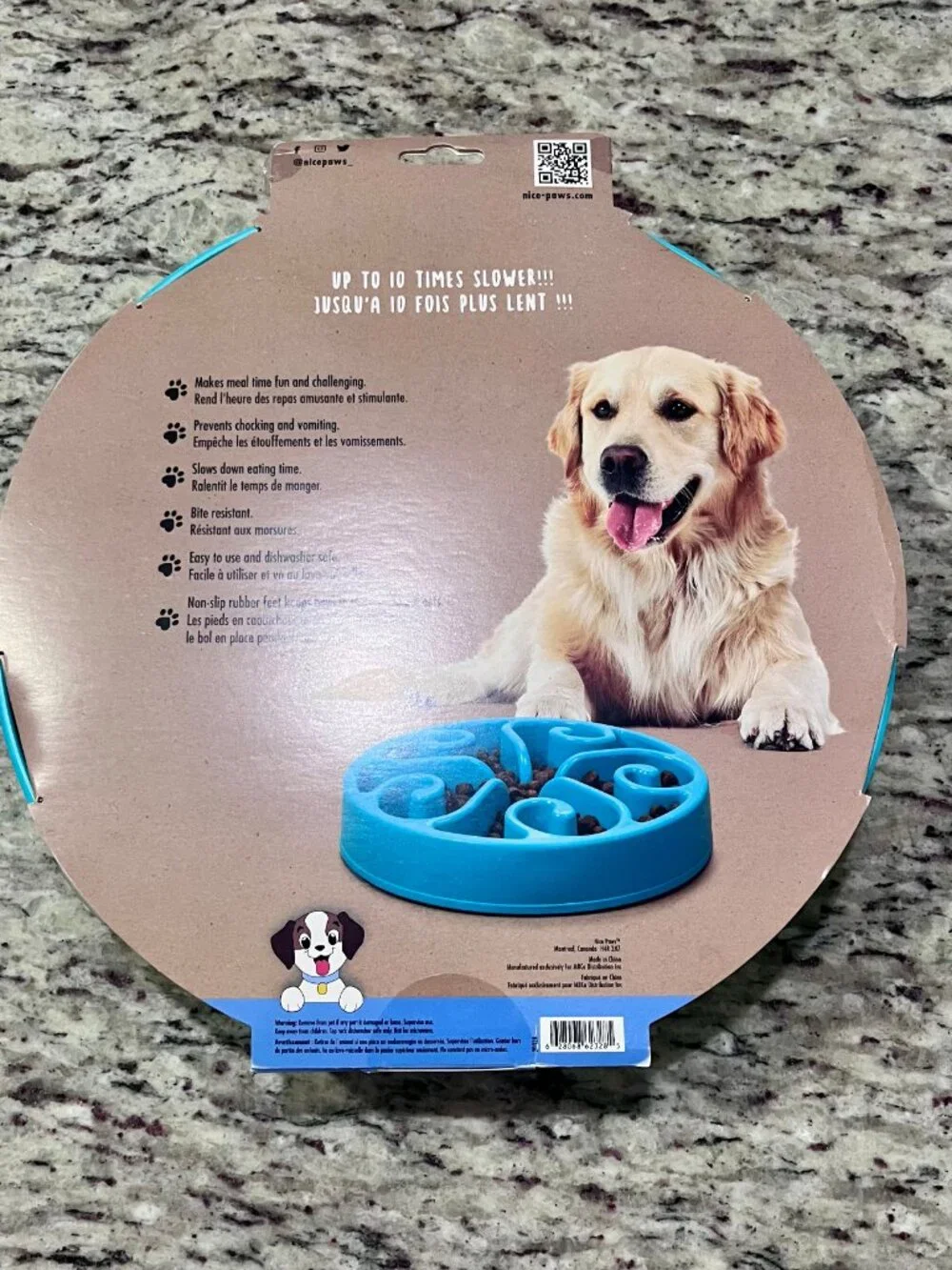 Nice Paws Large Slow Feeder Dog Bowl
